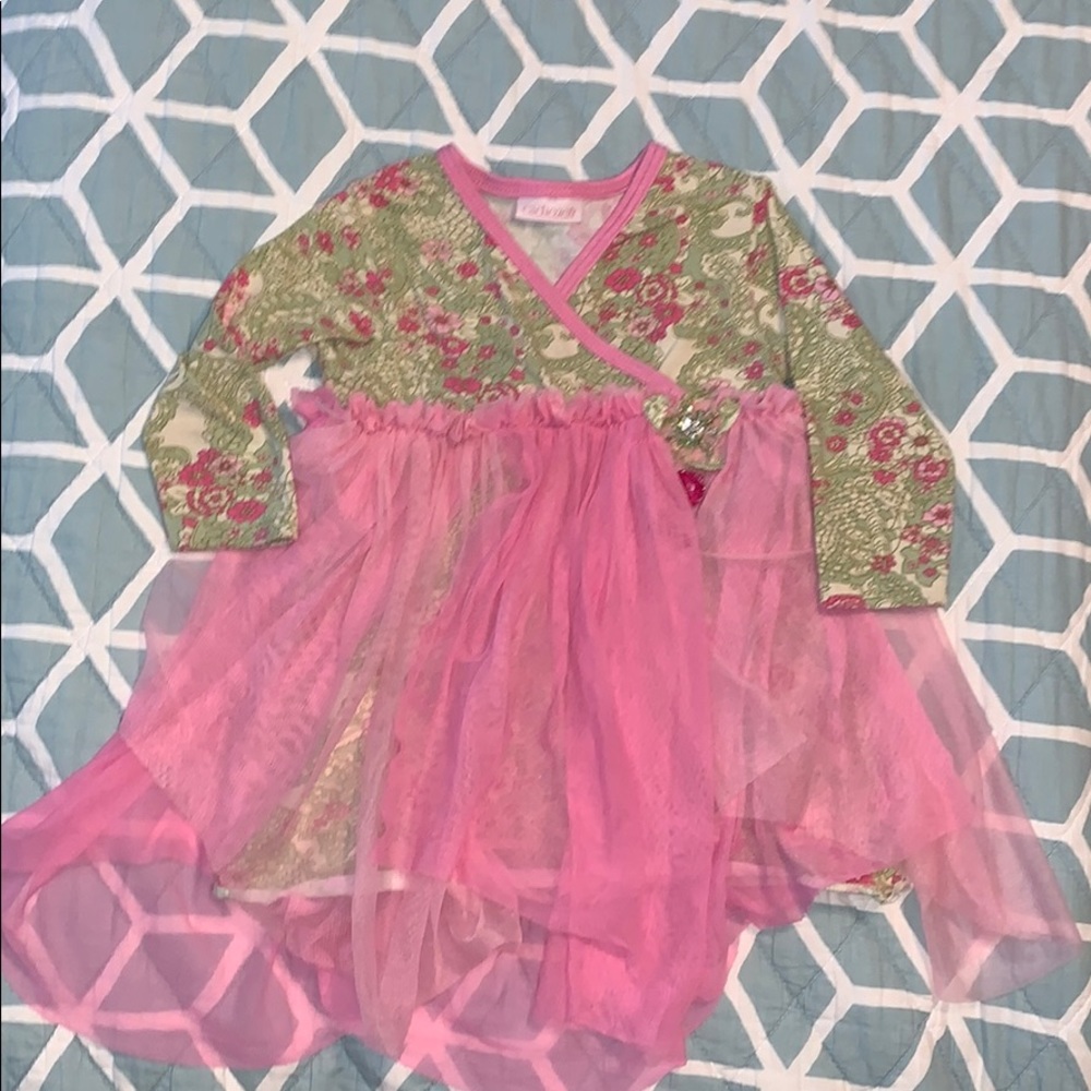 Pink & green dress